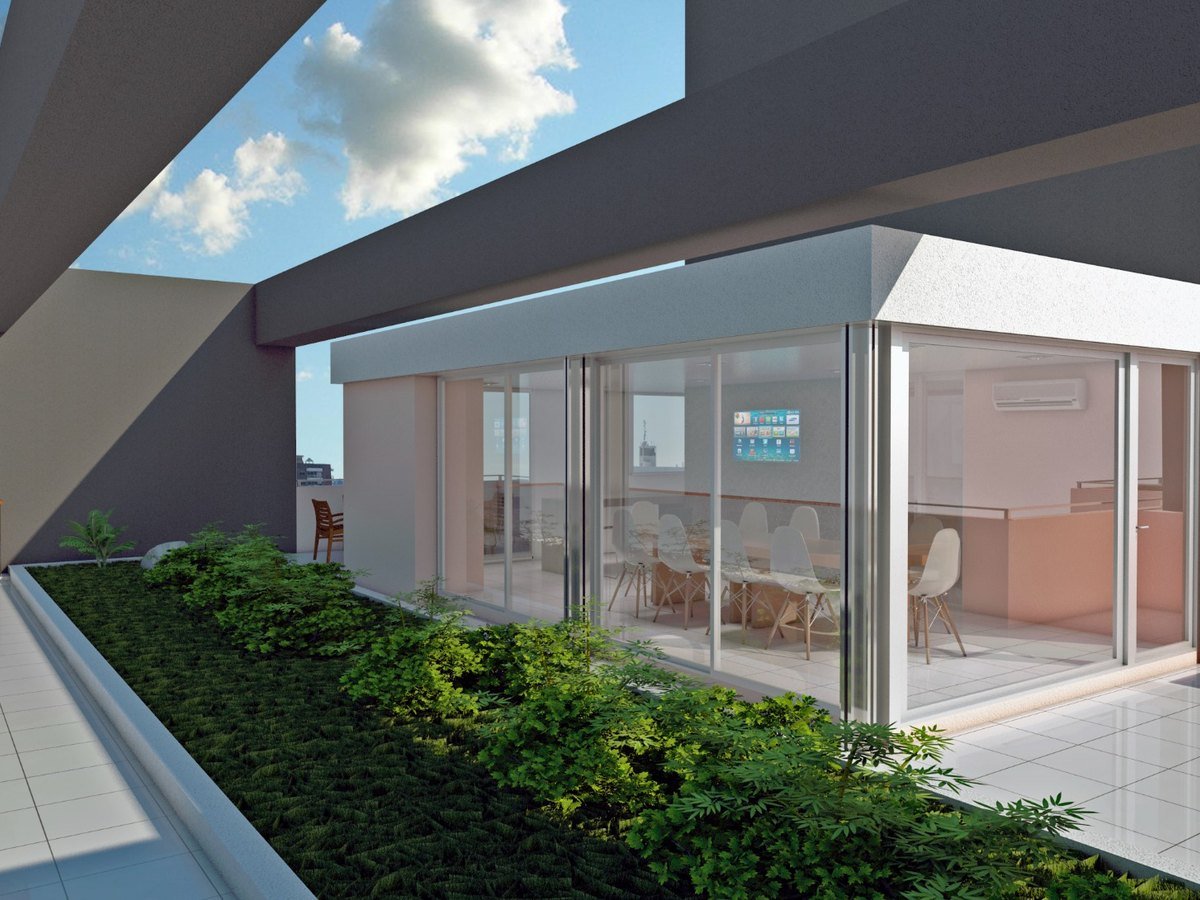 Render del jardín en terraza de Aires de Mitre